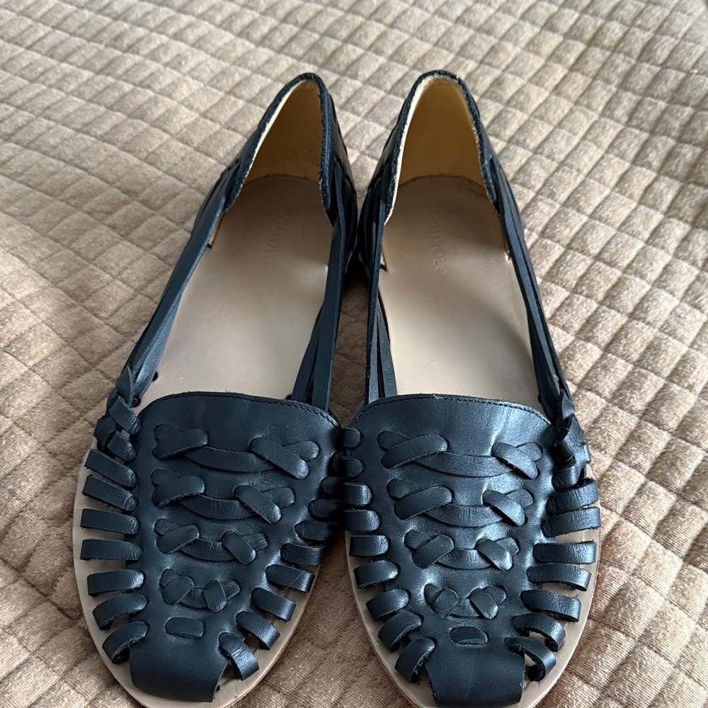 Nisolo Black Woven Leather Flats